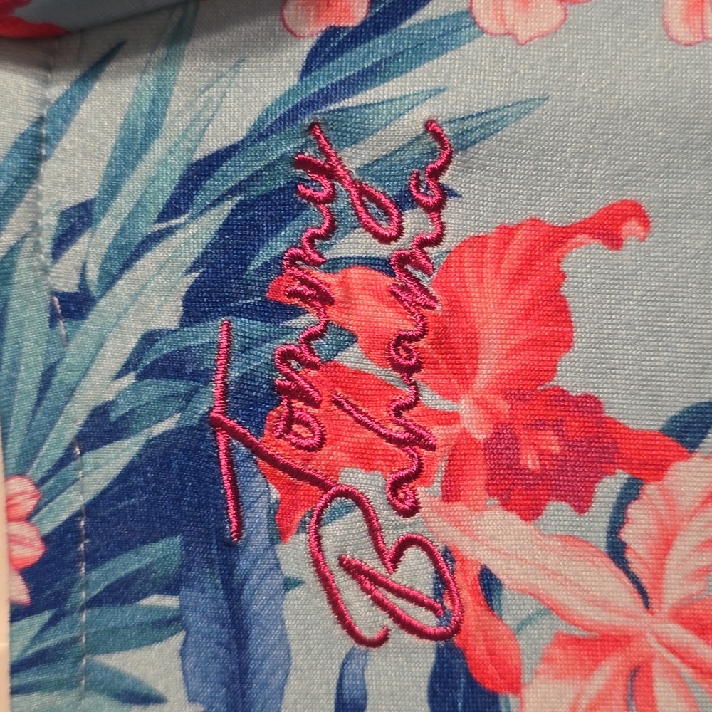 Tommy Bahama Dress Girls 4T Toddler Blue Multi Tiered Puff Sleeve Logo Tropical - Picture 5 of 9